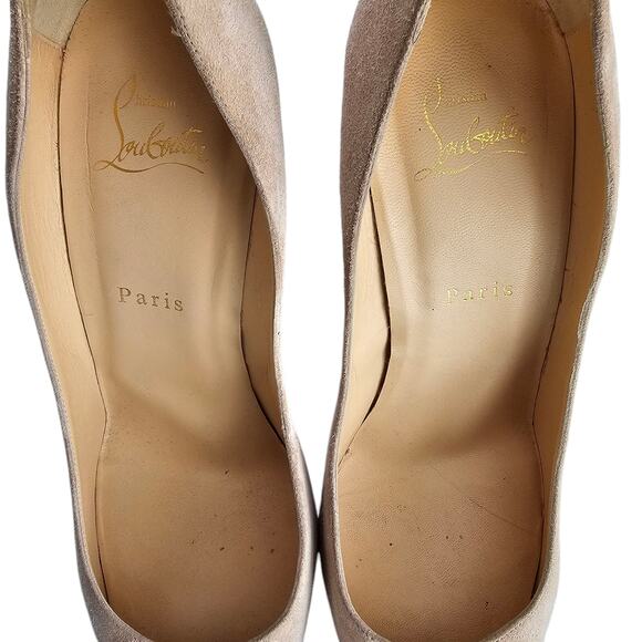 Christian Louboutin Decoltish 100 High Heel Pump Size 40 US 10 Beige Tan Suede - Picture 8 of 10